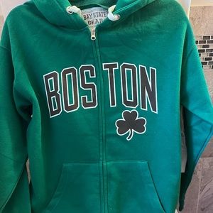 Boston zip-up sweatshirt.